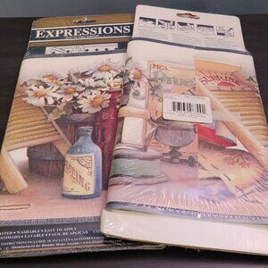 Lot of 2 Vintage Expressions Pre Pasted Wallpaper Border "Washroom" Pattern NEW